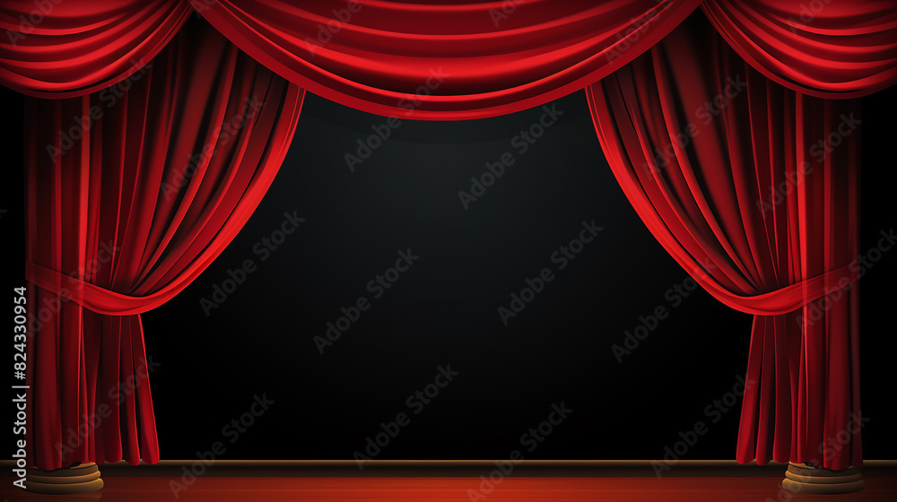 Fototapeta premium red curtain with spotlight