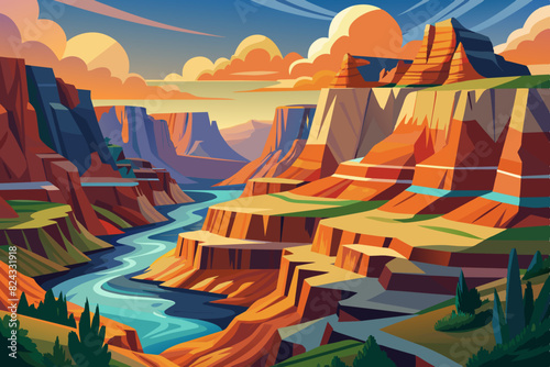 colored full page illustration of grand canyon