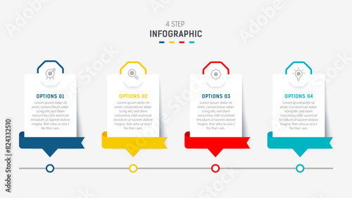 Four Step Infographic element design Vector template for presentation. process diagram and presentations step, workflow layout, banner, flow chart, info graphic vector illustration.