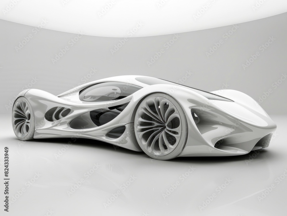A surreal sports car model with digitally generated images A surreal sports car model with digitally generated images