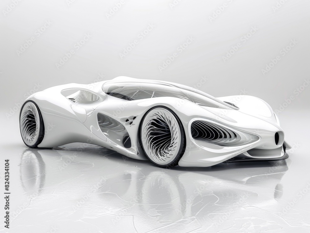 A surreal sports car model with digitally generated images A surreal sports car model with digitally generated images