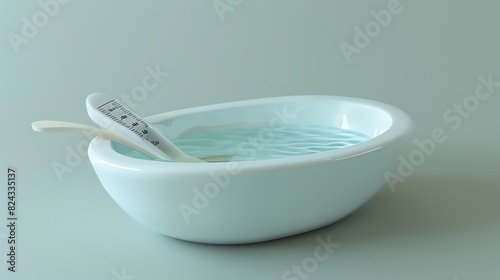 A realistic 3D render of a baby bath thermometer