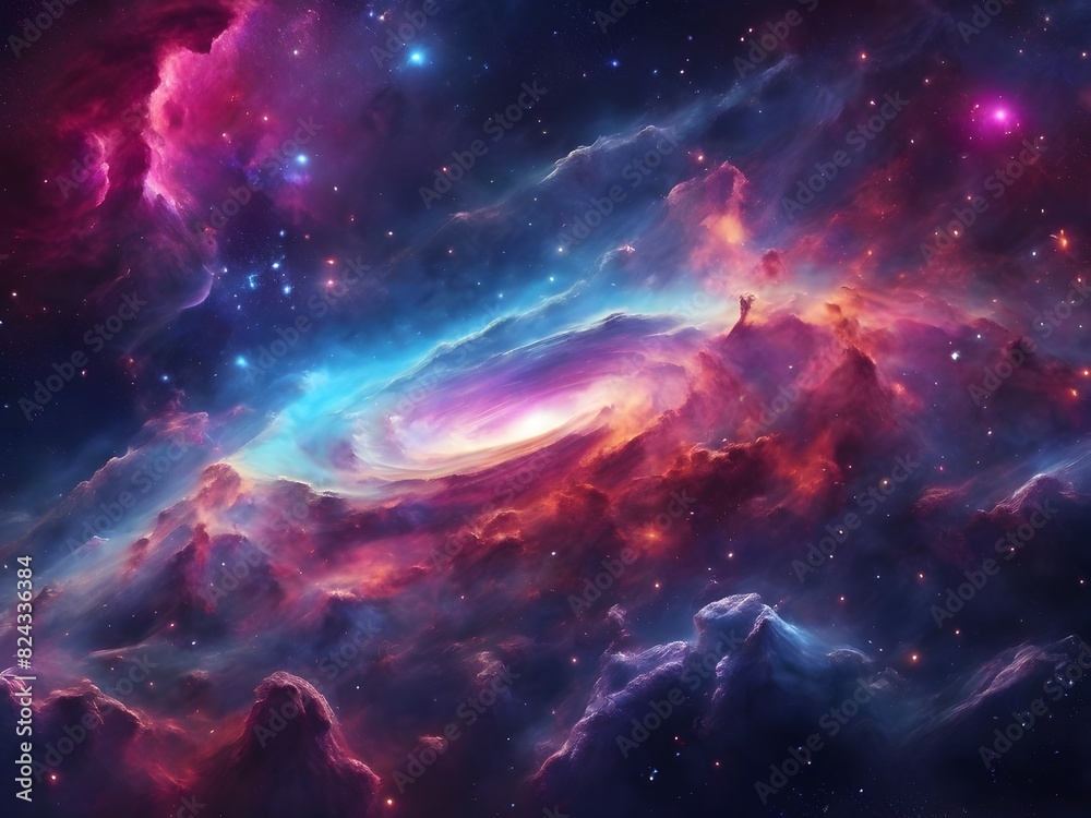 The beauty of colorful nebulae in the universe