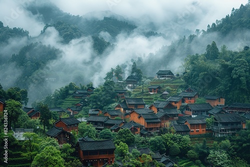 Villages and palace pavilions in the valley © fanjianhua