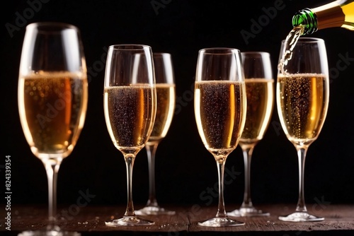 Sparkling wine champagne on dark background, elegant luxury premium celebration party toast