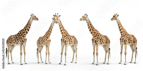 Team of baby animals in white background. 