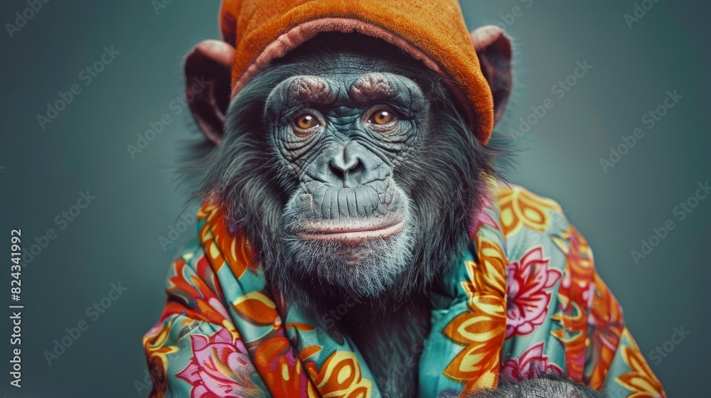 Realistic monkey animal portrait cute dressed monkey Realistic monkey animal portrait cute dressed monkey
