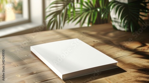 blank thin hardcover Notebook mockup, on the tabl, AI Generative