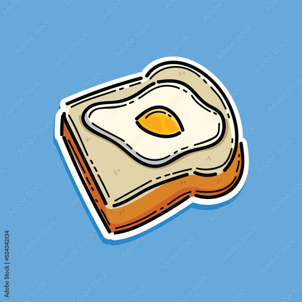 toast bread egg vector illustration design isolated in blue background. Tasty Sandwich and Bread Slice or Toast with Topping an Egg toast bread egg vector illustration design isolated in blue background. Tasty Sandwich and Bread Slice or Toast with Topping an Egg