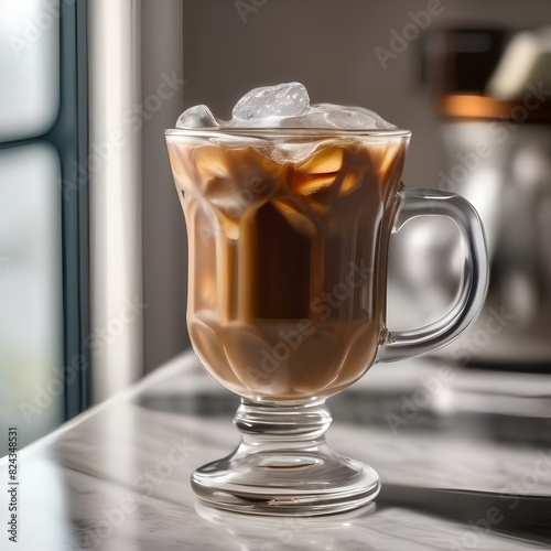 Cup of iced coffee with a straw and condensation on the glass1