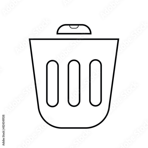 Dustbin or trash bin icon. Garbage container bucket sign. Recyclable trash can or rubbish bin. Delete sign