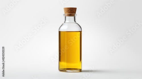 Bottle of cooking oil with cork cap isolated on white background 