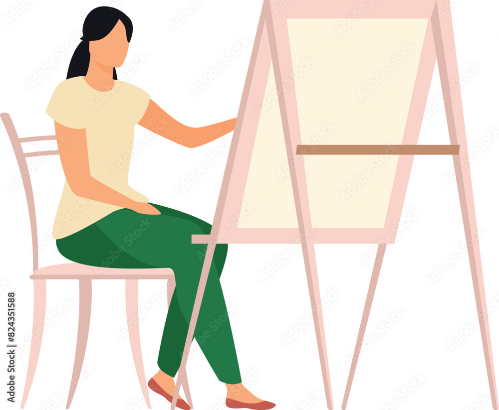 Fototapeta premium The girl is drawing.