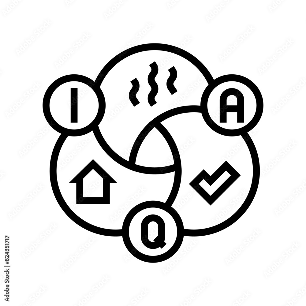indoor air quality iaq line icon vector. indoor air quality iaq sign. isolated contour symbol black illustration indoor air quality iaq line icon vector. indoor air quality iaq sign. isolated contour symbol black illustration