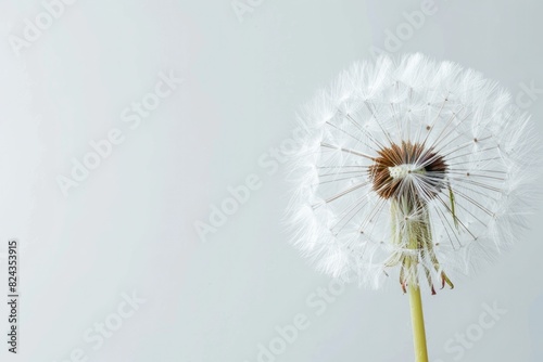 Closeup of Beautiful Fluffy Dandelion Flower on White Background