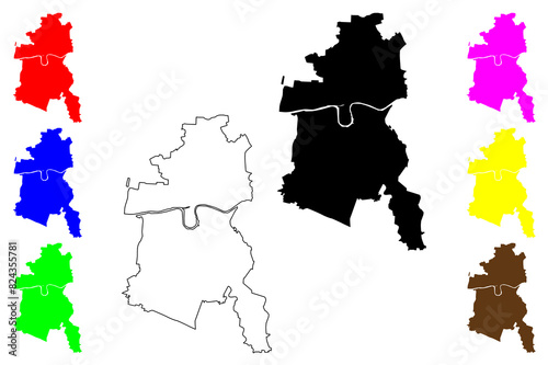 Dessau-Rosslau city (Federal Republic of Germany, Urban district, Free State of Saxony-Anhalt) map vector illustration, scribble sketch Dessau Rosslau map