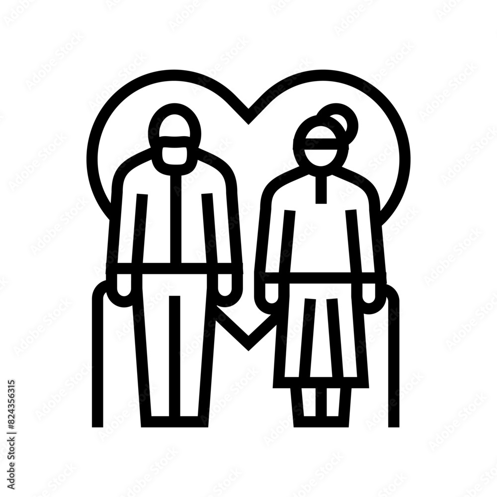 love elderly leisure line icon vector. love elderly leisure sign. isolated contour symbol black illustration love elderly leisure line icon vector. love elderly leisure sign. isolated contour symbol black illustration
