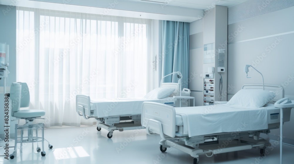 Hospital room with beds and comfortable medical equipped, Hospital room with beds and comfortable medical equipped,