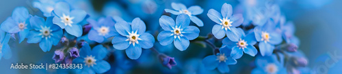 panorama wiosna tło niezapominajka kwiaty