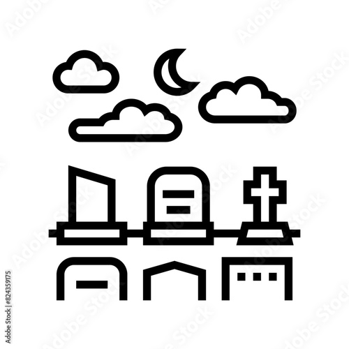cemetery goth subculture line icon vector. cemetery goth subculture sign. isolated contour symbol black illustration