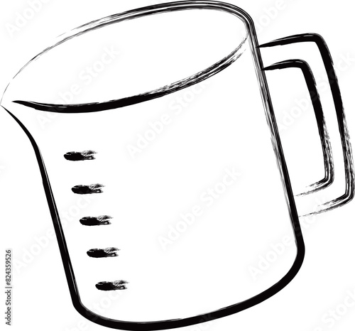 筆書き単品アイコン　計量カップ