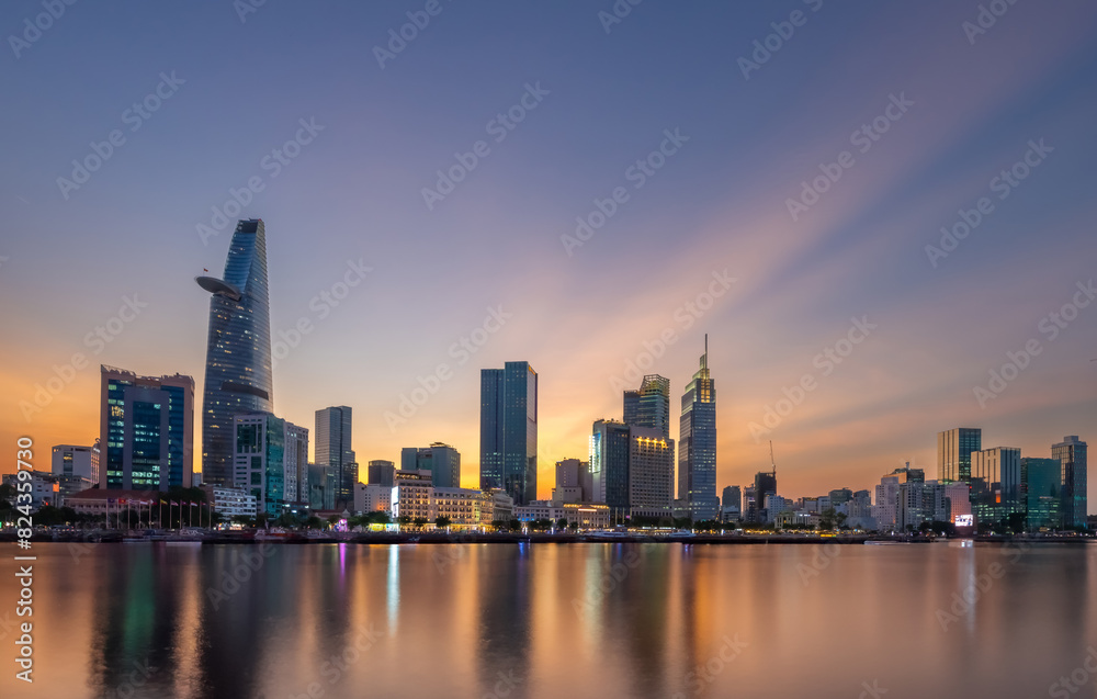 Sunset Vietcombank Tower in Ho Chi Minh City, Viet Nam Sunset Vietcombank Tower in Ho Chi Minh City, Viet Nam