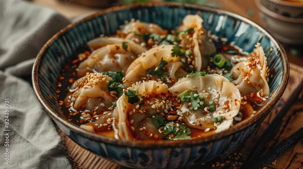 Saucy Asian Dumplings Served in a Bowl Saucy Asian Dumplings Served in a Bowl