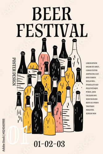 Beer festival poster background illustration. Flyer for a drinks celebration