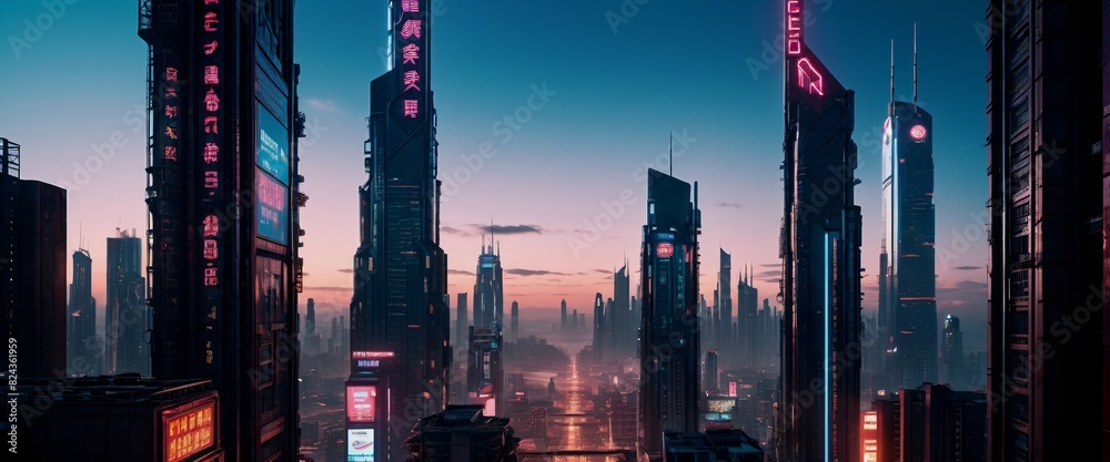 Fototapeta premium Game Abandoned Cyberpunk Cityscape Dystopian urban environment