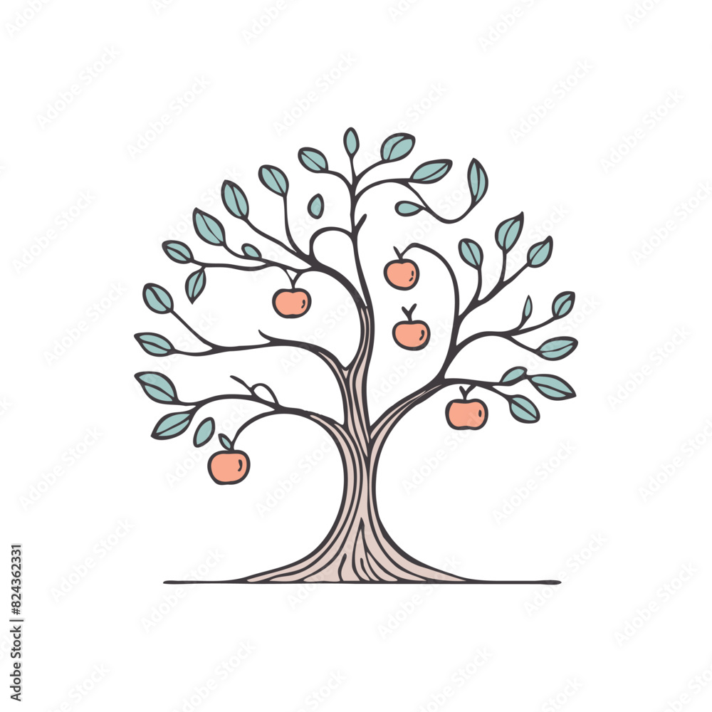 simple illustration an apple tree bearing fruit simple illustration an apple tree bearing fruit