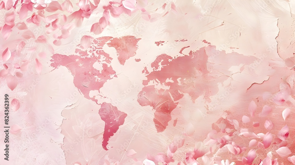 Delicate Floral Traced World Map for Breast Cancer Awareness Month Global Outreach Delicate Floral Traced World Map for Breast Cancer Awareness Month Global Outreach