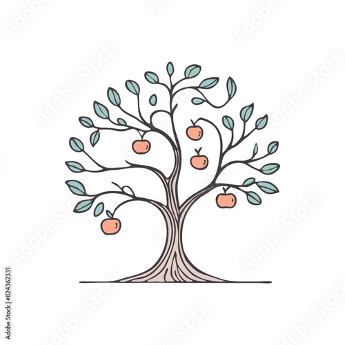 simple illustration an apple tree bearing fruit