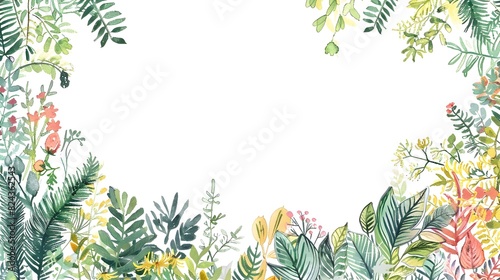 Detailed Botanical Border for World Health Day with Blank Space for Message