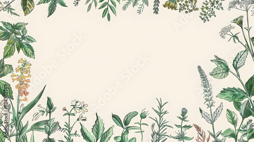 Detailed Botanical Border for World Health Day with Blank Space for Message © Rudsaphon