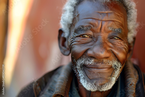 Older man's warm smile conveying inner peace and contentment in candid portrait photo