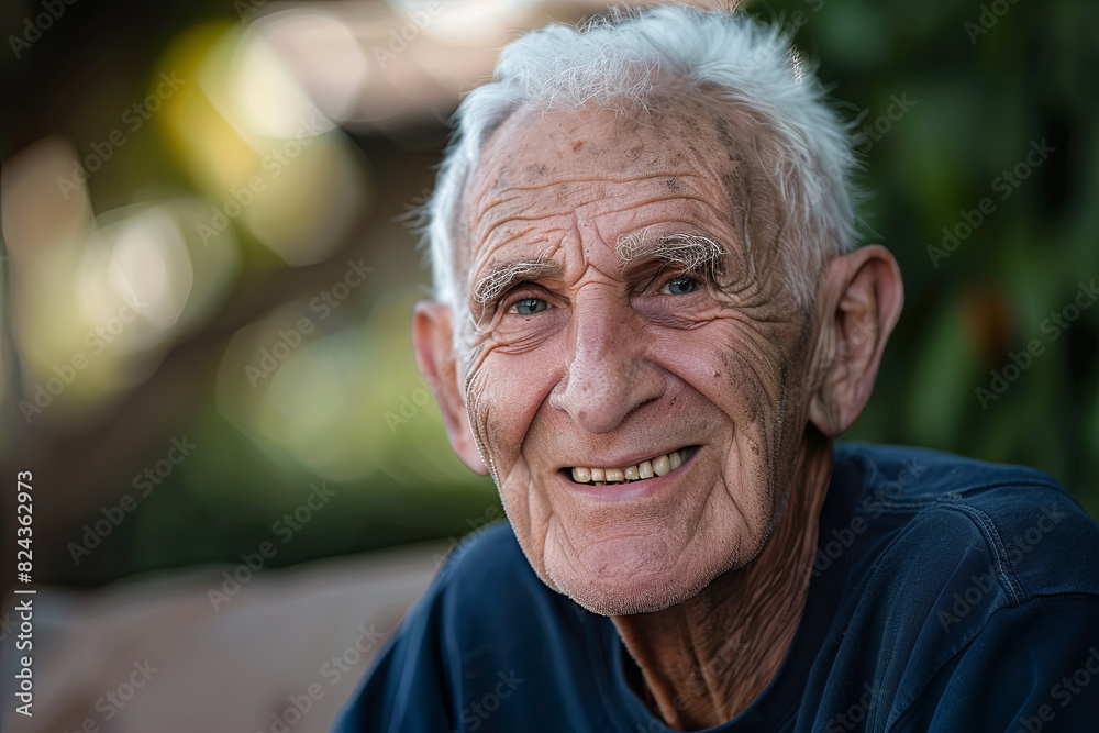 Older man's warm smile conveying inner peace and contentment in candid portrait