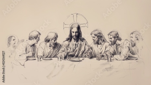 Biblical Illustration of Jesus Sharing the Last Supper with His Disciples, Ideal for article
