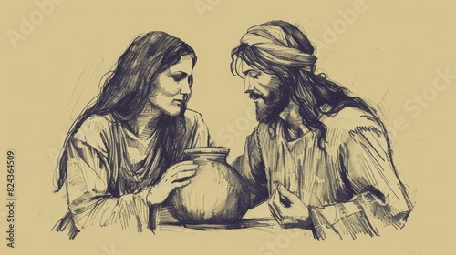 Biblical Illustration of Jesus and the Woman with the Alabaster Jar, Ideal for article