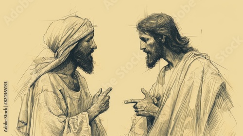 Biblical Illustration of Jesus' Conversation with Nicodemus, Ideal for article