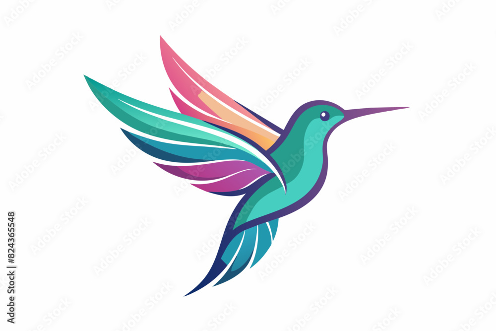 Obraz premium Humming bird logo on white background vector illustration