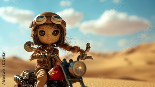 As she explores the desert on her motorcycle, the cheerful doll feels a sense of wonder and awe at the beauty of her surroundings