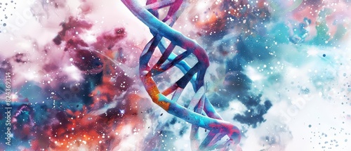 A watercolor of a DNA helix
