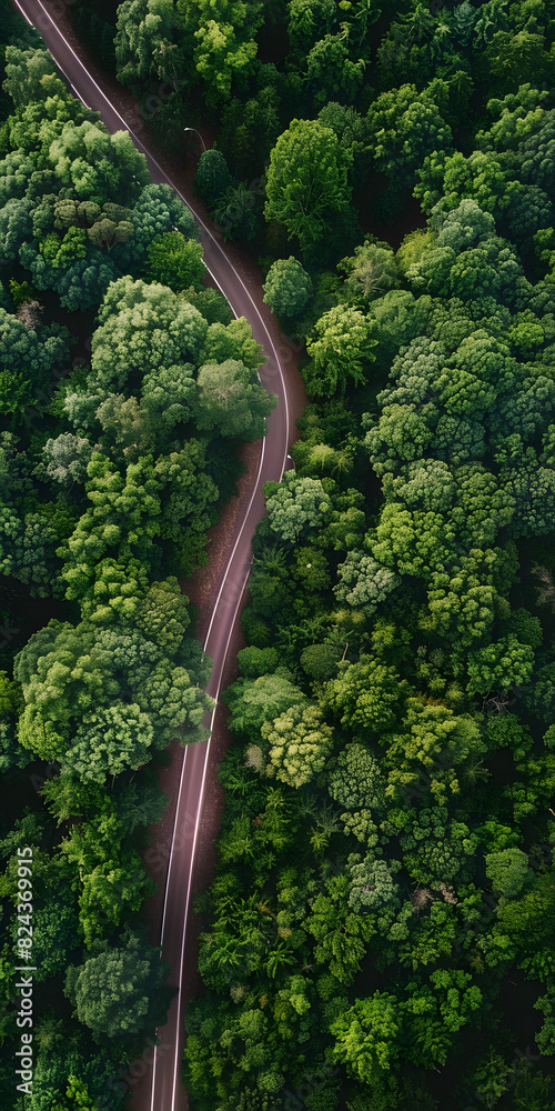 Fototapeta premium Título Caminho sinuoso na floresta verde