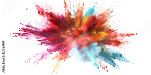 Colorful powder explosion on white background, 
