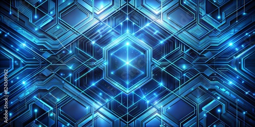 blue metallic abstract black cyber geometric lines