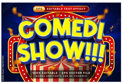 comedy show 3d text effect and editable text effect with tent and border show	
