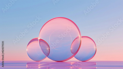 Pink Glass Spheres Design Background for Social Media with copy space text, for abstract, minimal, and elegant © Yuki
