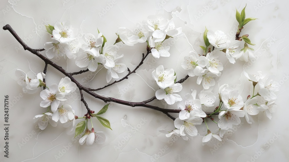 White cherry blossom branch White cherry blossom branch