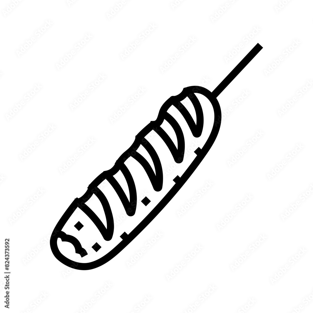 fried sausage meat line icon vector. fried sausage meat sign. isolated contour symbol black illustration fried sausage meat line icon vector. fried sausage meat sign. isolated contour symbol black illustration