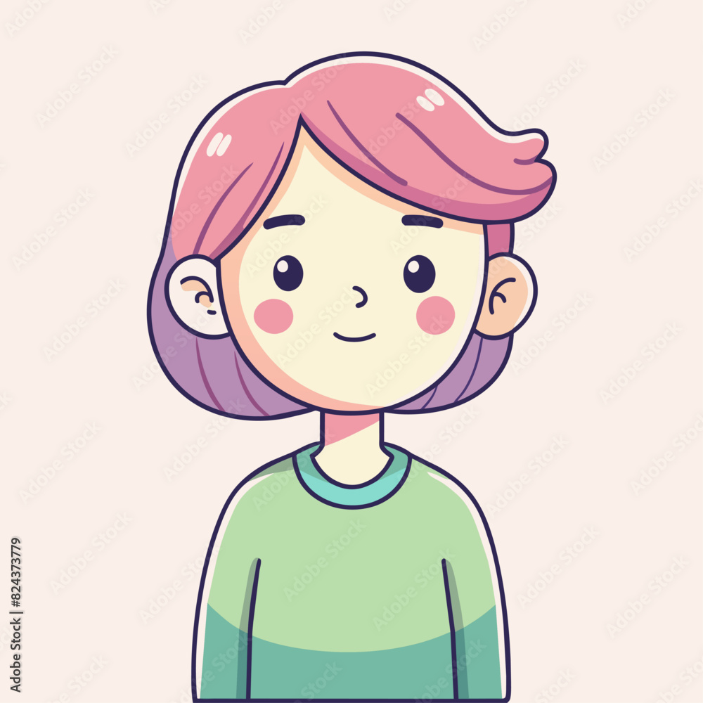 Minimalist person with a shy expression, crafted in an adorable doodle style, Generative AI Minimalist person with a shy expression, crafted in an adorable doodle style, Generative AI